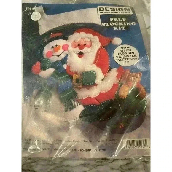 DESIGN FELT STOCKING KIT SANTA /SNOWMAN 5032 - Picture 3 of 3